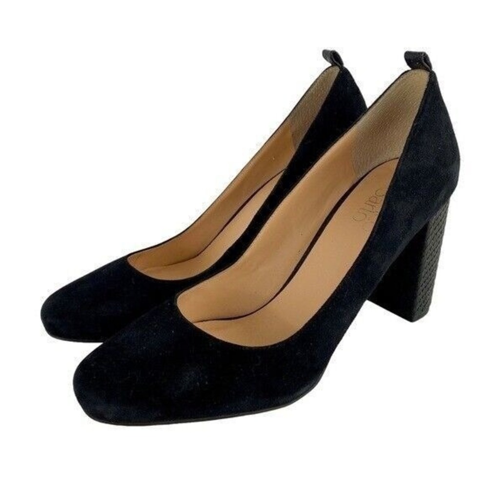 Franco Sarto Ingall Snake Embossed Suede Black Pump 9M Office Career‎ - Picture 2 of 12